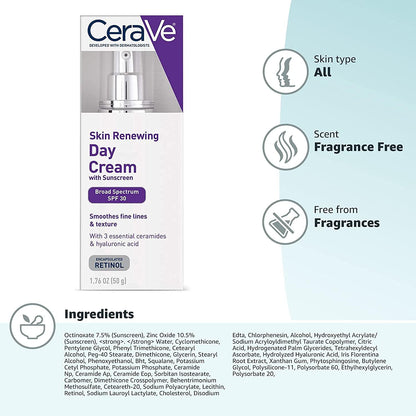 Cerave Skin Renewing Day Cream With Sunscreen SPF 30