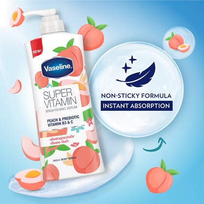 Vaseline Supervitamin Peach & Prebiotic Vitamin B3 & C  brightening SERUM    (360ml)