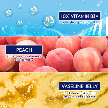 Vaseline Supervitamin Peach & Prebiotic Vitamin B3 & C  brightening SERUM    (360ml)